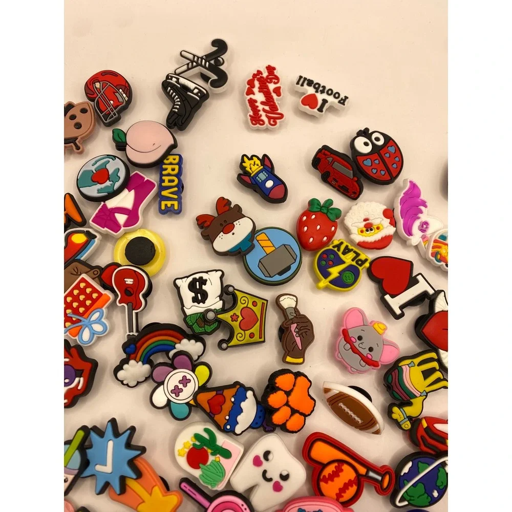 Bulk Lot Assorted PVC Shoe Charms Clogs Crocs Sports Food Animals Superheroes